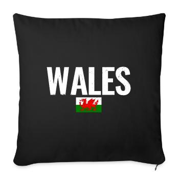 Wales Walisische Flagge Waliser - Sofakissenbezug 45 x 45 cm - Schwarz - Vorne