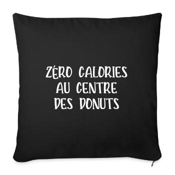 zéro calories au centre des donuts - Housse de coussin décorative 45 x 45 cm - noir - Devant