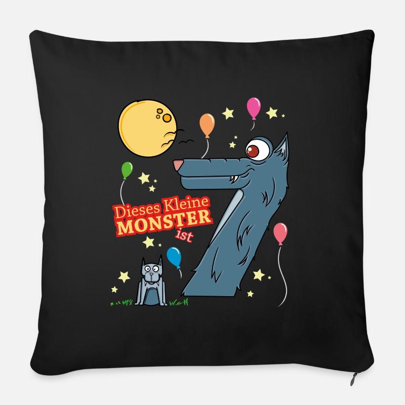 Chemise d'anniversaire 7 ans est ce petit monstre - Housse de coussin décorative 45 x 45 cm - noir