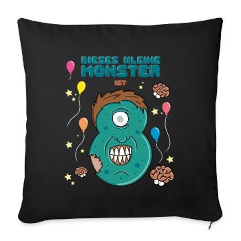 This Little Monster is 8 Mesa de trabajo 1 - Sofa pillowcase 17,3'' x 17,3'' (45 x 45 cm) - black - Front