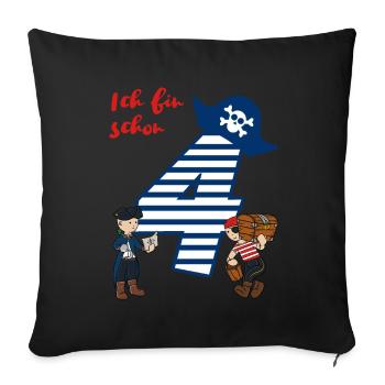 Birthday shirt 4 years boy pirate pirate motive - Sofa pillowcase 17,3'' x 17,3'' (45 x 45 cm) - black - Front