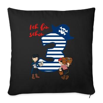 Birthday shirt 3 years boy pirate pirate motive - Sofa pillowcase 17,3'' x 17,3'' (45 x 45 cm) - black - Front