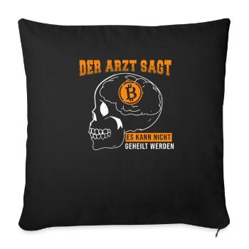 Bitcoin dans la tête - Housse de coussin décorative 45 x 45 cm - noir - Devant
