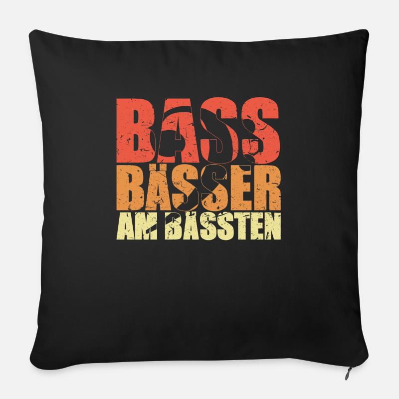 BASS BÄSSER AM BÄSSTEN Bassist Geschenk Spruch - Sofakissenbezug 45 x 45 cm - Schwarz