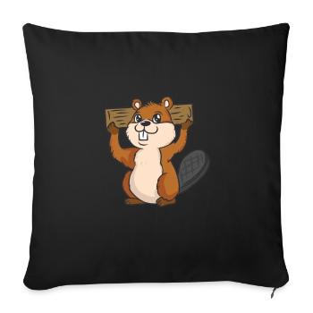 Castor Forêt Rongeurs pour enfants Animaux Animaux Chasseur - Housse de coussin décorative 45 x 45 cm - noir - Devant