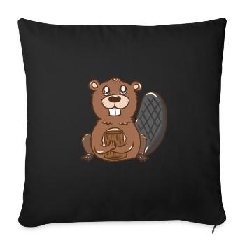 Castor Forêt Rongeurs pour enfants Animaux Animaux Chasseur - Housse de coussin décorative 45 x 45 cm - noir - Devant