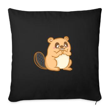 Castor Forêt Rongeurs pour enfants Animaux Animaux Chasseur - Housse de coussin décorative 45 x 45 cm - noir - Devant
