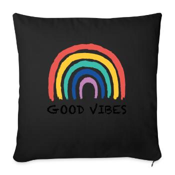 Peace Love - Good Vibes - Sofa pillowcase 17,3'' x 17,3'' (45 x 45 cm) - black - Front