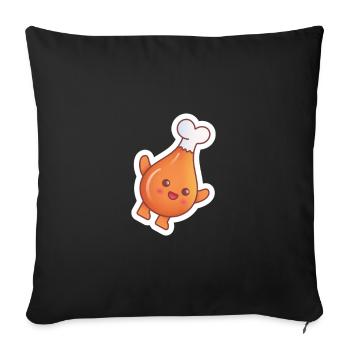 Happy Hot Dog - Food Kawaii Design - Sofa pillowcase 17,3'' x 17,3'' (45 x 45 cm) - black - Front