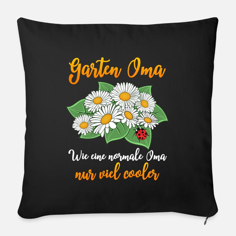Garten Oma - Gärtnern Blumen - Sofakissenbezug 45 x 45 cm - Schwarz