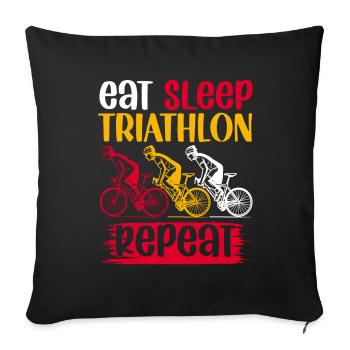 eat sleep thriathlon repeat - Sofakissenbezug 45 x 45 cm - Schwarz - Vorne