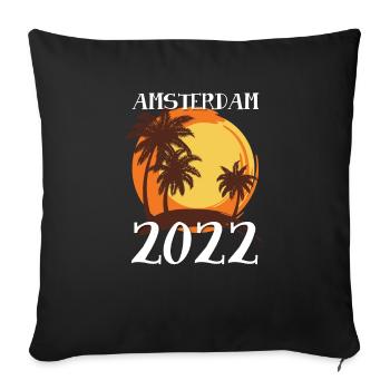 Amsterdam 2022 Palm Trees - Sofa pillowcase 17,3'' x 17,3'' (45 x 45 cm) - black - Front