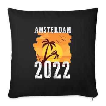 Amsterdam 2022 Palm Trees - Sofa pillowcase 17,3'' x 17,3'' (45 x 45 cm) - black - Front