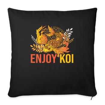 Nishikigoi Koi Éleveur Enjoy Koi Carp - Housse de coussin décorative 45 x 45 cm - noir - Devant