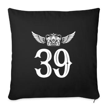 39 Number crown - Sofa pillowcase 17,3'' x 17,3'' (45 x 45 cm) - black - Front