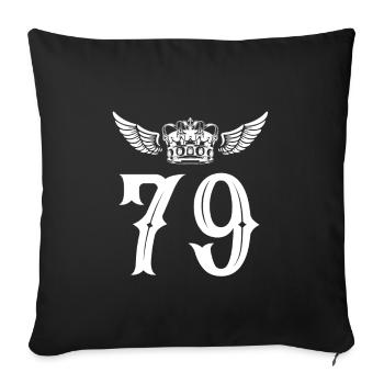 79 Number crown - Sofa pillowcase 17,3'' x 17,3'' (45 x 45 cm) - black - Front