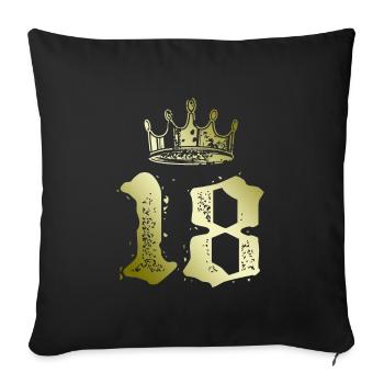 18 Zahl Krone - Sofakissenbezug 45 x 45 cm - Schwarz - Vorne