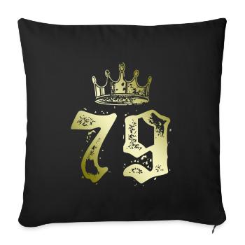 79 Zahl Krone - Sofakissenbezug 45 x 45 cm - Schwarz - Vorne
