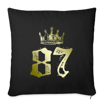 87 Zahl Krone - Sofakissenbezug 45 x 45 cm - Schwarz - Vorne