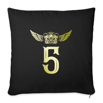 5 Number crown - Sofa pillowcase 17,3'' x 17,3'' (45 x 45 cm) - black - Front