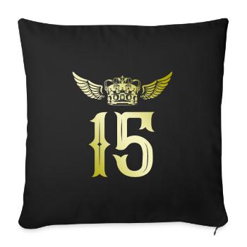 15 Couronne numérique - Housse de coussin décorative 45 x 45 cm - noir - Devant