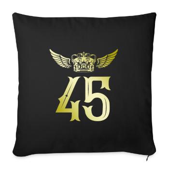 45 Zahl Krone - Sofakissenbezug 45 x 45 cm - Schwarz - Vorne