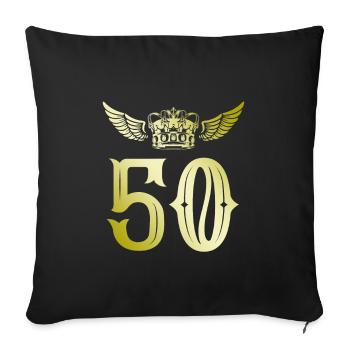 50 number crown - Sofa pillowcase 17,3'' x 17,3'' (45 x 45 cm) - black - Front