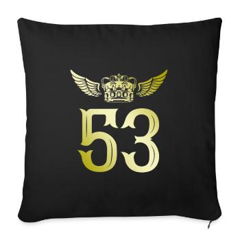 53 Zahl Krone - Sofakissenbezug 45 x 45 cm - Schwarz - Vorne