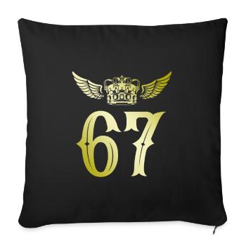 67 Number crown - Sofa pillowcase 17,3'' x 17,3'' (45 x 45 cm) - black - Front