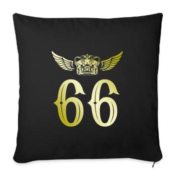 66 Zahl Krone - Sofakissenbezug 45 x 45 cm - Schwarz - Vorne