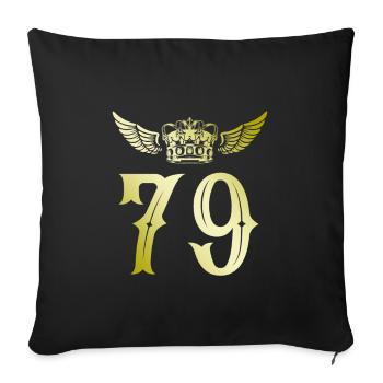 79 Number crown - Sofa pillowcase 17,3'' x 17,3'' (45 x 45 cm) - black - Front