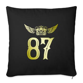 87 Zahl Krone - Sofakissenbezug 45 x 45 cm - Schwarz - Vorne