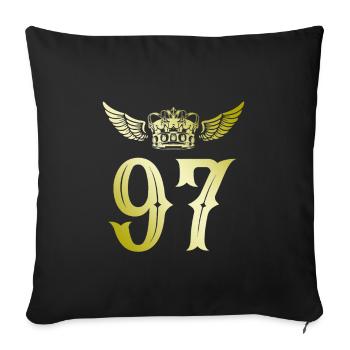 97 Number crown - Sofa pillowcase 17,3'' x 17,3'' (45 x 45 cm) - black - Front