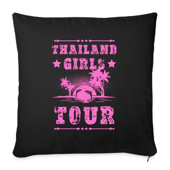 Tournée des filles en Thaïlande - Housse de coussin décorative 45 x 45 cm - noir - Devant