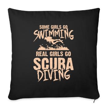 filles plongée sous-marine - Housse de coussin décorative 45 x 45 cm - noir - Devant