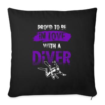 aimer un plongeur - Housse de coussin décorative 45 x 45 cm - noir - Devant