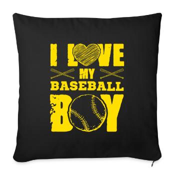 I love baseball boys - Sofa pillowcase 17,3'' x 17,3'' (45 x 45 cm) - black - Front