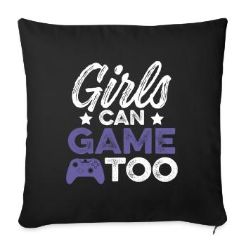 girl gamer girl - Sofa pillowcase 17,3'' x 17,3'' (45 x 45 cm) - black - Front
