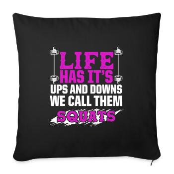 squats fitness - Sofa pillowcase 17,3'' x 17,3'' (45 x 45 cm) - black - Front