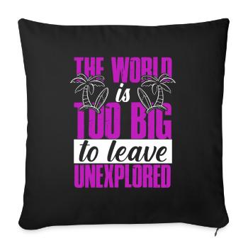 travel travel slogan - Sofa pillowcase 17,3'' x 17,3'' (45 x 45 cm) - black - Front