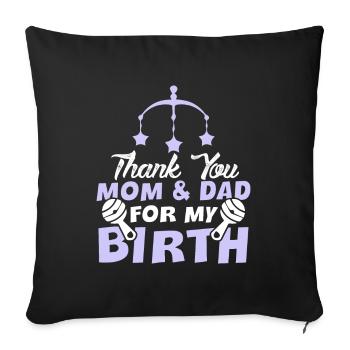 merci maman papa bébé - Housse de coussin décorative 45 x 45 cm - noir - Devant