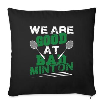 badminton federball - Sofakissenbezug 45 x 45 cm - Schwarz - Vorne