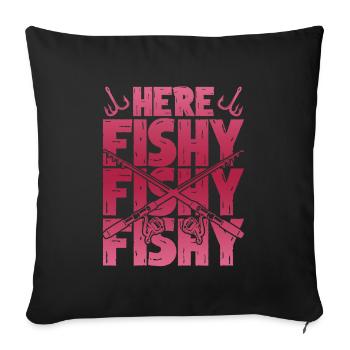 fishy fishing slogan - Sofa pillowcase 17,3'' x 17,3'' (45 x 45 cm) - black - Front