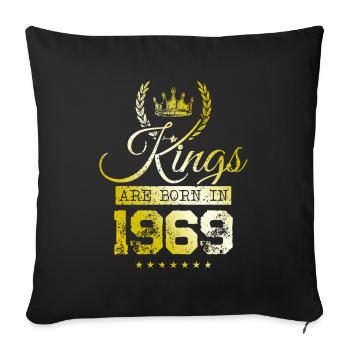 les rois sont nés en 1969 - Housse de coussin décorative 45 x 45 cm - noir - Devant