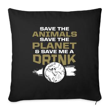 animal welfare environmental protection - Sofa pillowcase 17,3'' x 17,3'' (45 x 45 cm) - black - Front