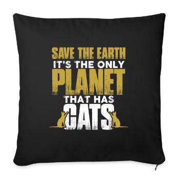 planet protection cats - Sofa pillowcase 17,3'' x 17,3'' (45 x 45 cm) - black - Front