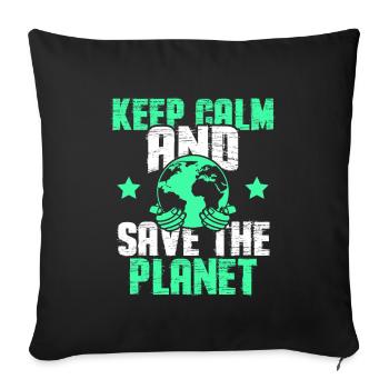garder son calme sauver la planète - Housse de coussin décorative 45 x 45 cm - noir - Devant