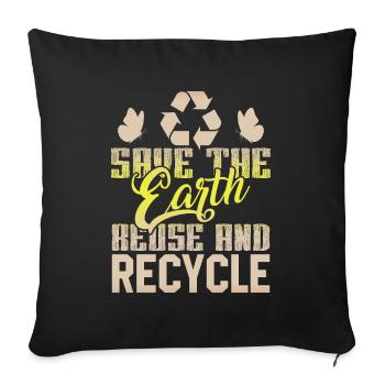 recycler la planète protection de l’environnement - Housse de coussin décorative 45 x 45 cm - noir - Devant