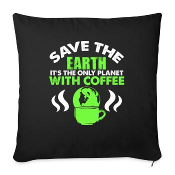 le café protège la terre - Housse de coussin décorative 45 x 45 cm - noir - Devant