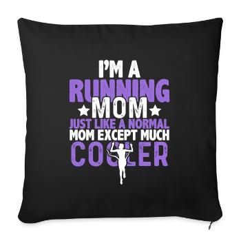 running mom mom - Sofa pillowcase 17,3'' x 17,3'' (45 x 45 cm) - black - Front